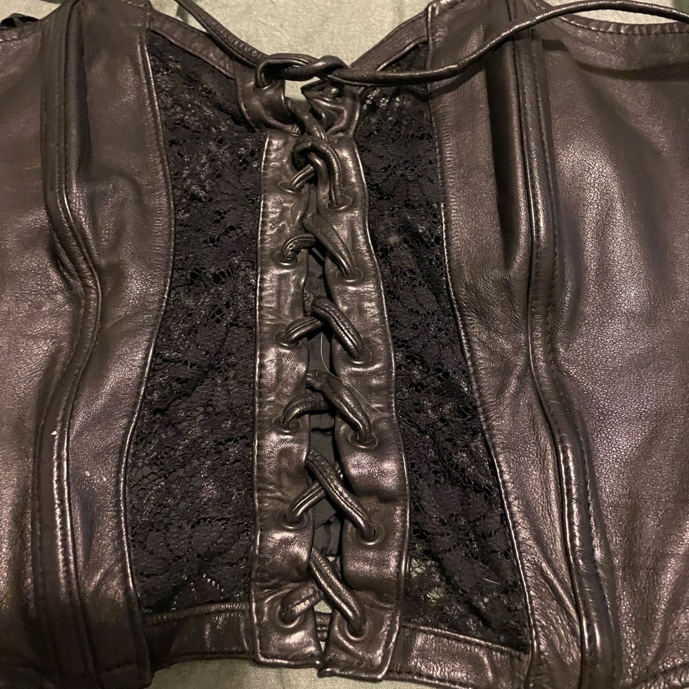 Sexy Leather Bustier top, Can wear alone or with jacket! No bra needed!